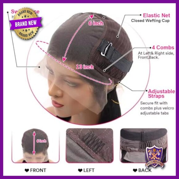 13x6 Deep Wave Lace Front Wig Human Hair 180% Density Glueless
